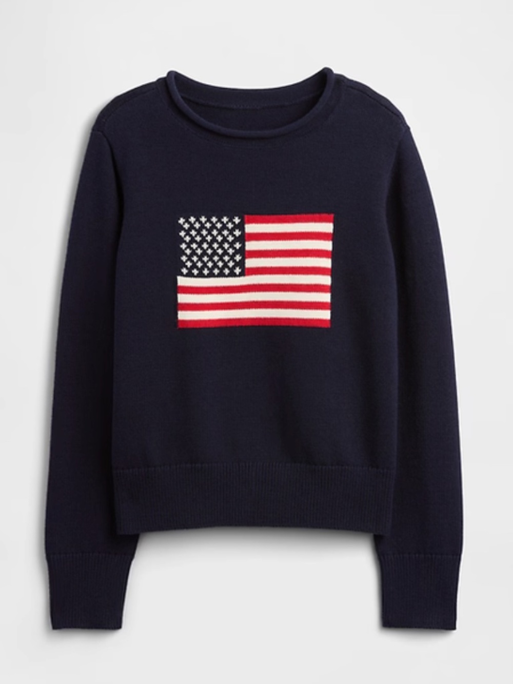 GAP Navy Sweater with Red and White Flag Knit